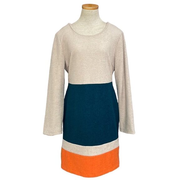 Kling Dress Wool Color Block Tan Teal Blue Orange Size 4 - Picture 1 of 16
